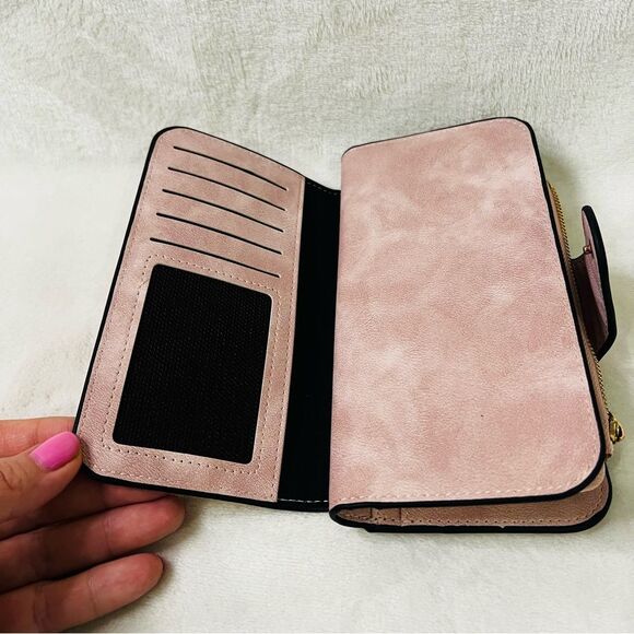 Disney Mickey Mouse Pink Multifunctional Check Book Wallet Zippered Coin - Picture 3 of 8